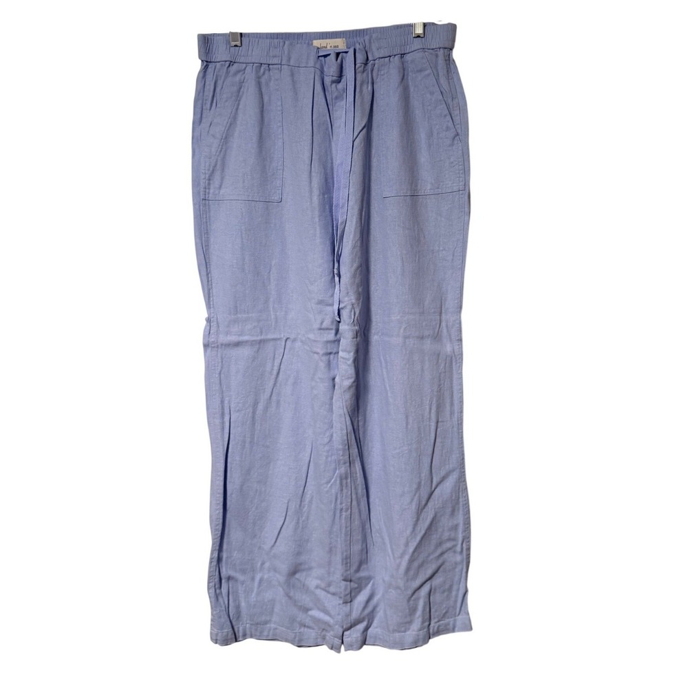 Land 'n Sea Wide Leg Pants Womens Large Blue Woven Drawstring Trousers